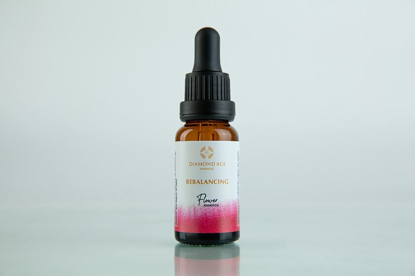 15 ml dropper bottle of flower essence formula called rebalancing which helps us to rebalance ourselves after a shock or a change.